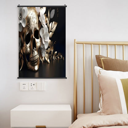 Canvas Hanging Poster with Scrolls-16"x24"/ 40x60cm-FLOWER SKULL