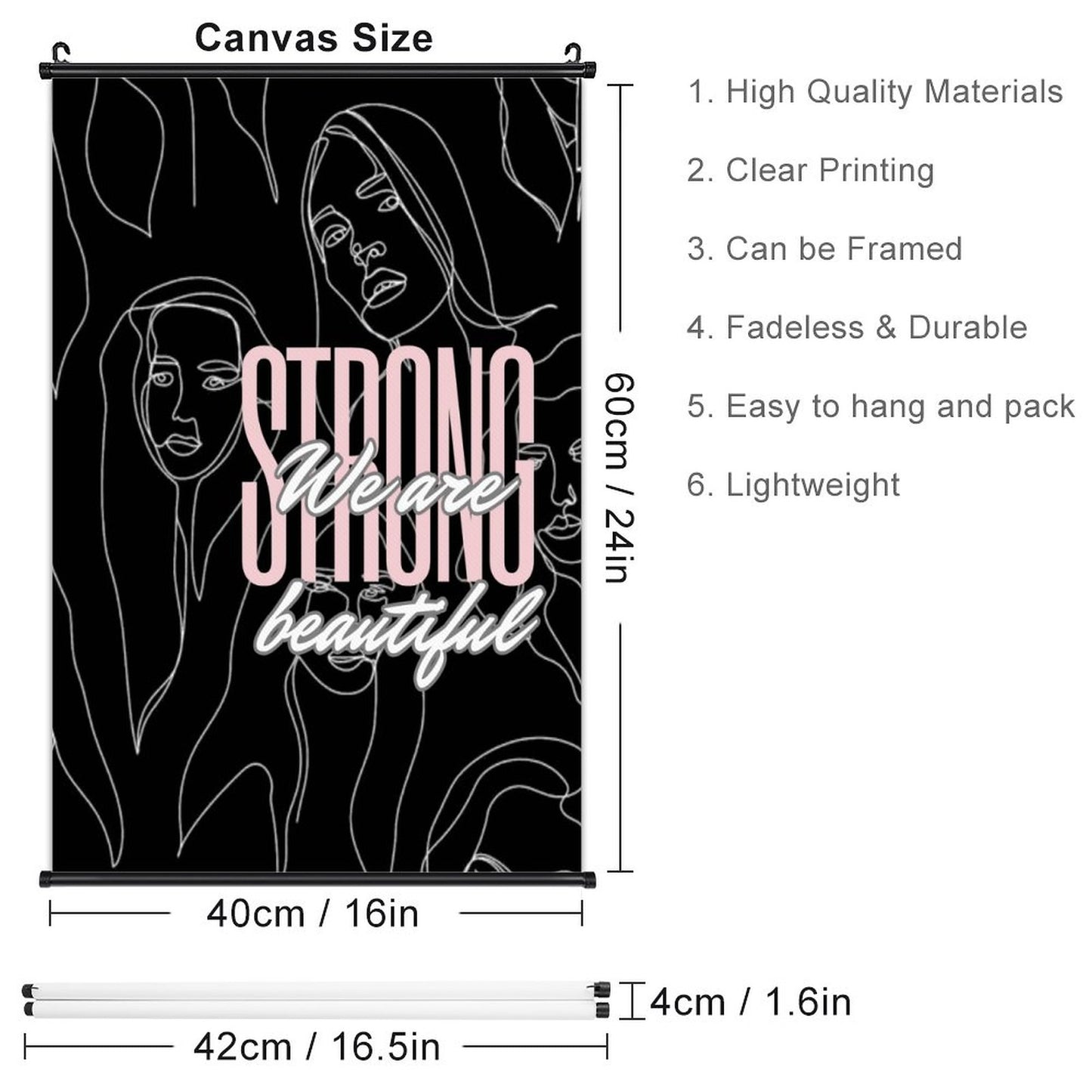 Canvas Hanging Poster with Scrolls-16"x24"/ 40x60cm-STRONG & BEAUTFUL