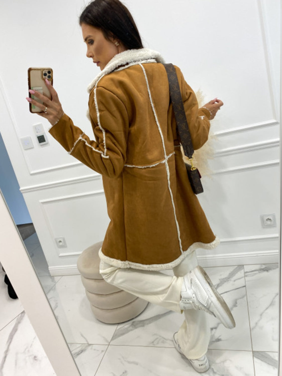 Lapel Collar Exposed Seam Buttoned THICK Coat (camel/black/cream)-S/M/L