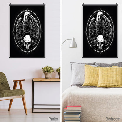 Canvas Hanging Poster with Scrolls-16"x24"/ 40x60cm-EAGLE & SKULL