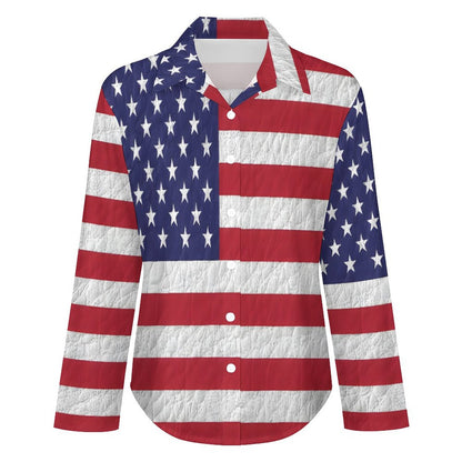 AMERICA Women's Irregular Hem Shirt-*SMALL-8XL