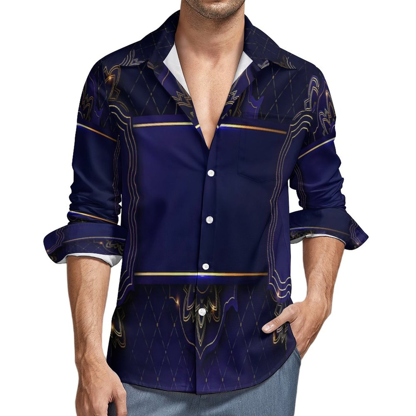 Men's Long Sleeve Shirt with Pocket LS (All-Over Printing)