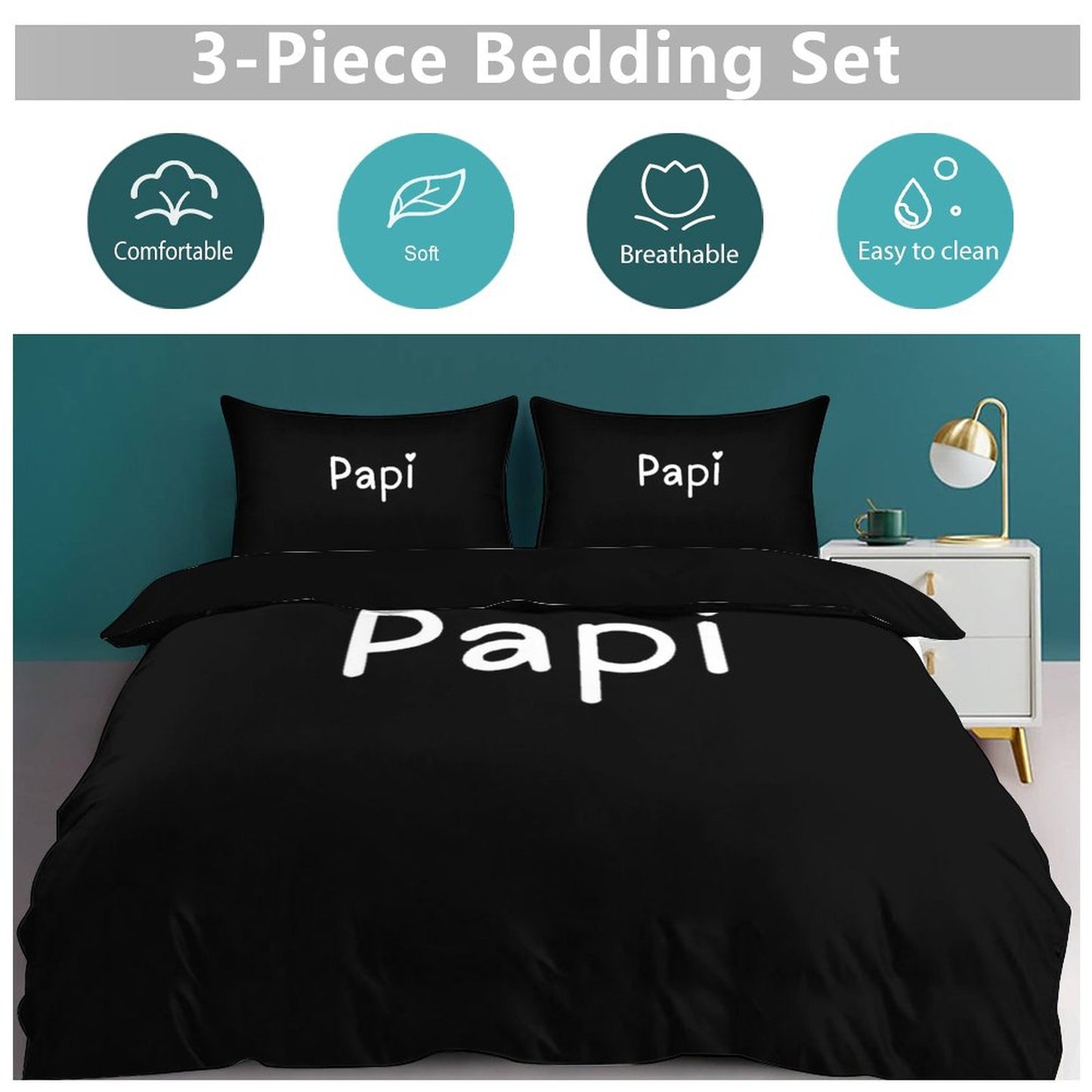 3-Piece Bedding Set-86"×70"/ 218×177cm (Dual-sidede Printing)