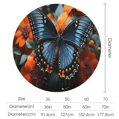Round Tablecloth on Round Table-BLUE BUTTERFLY