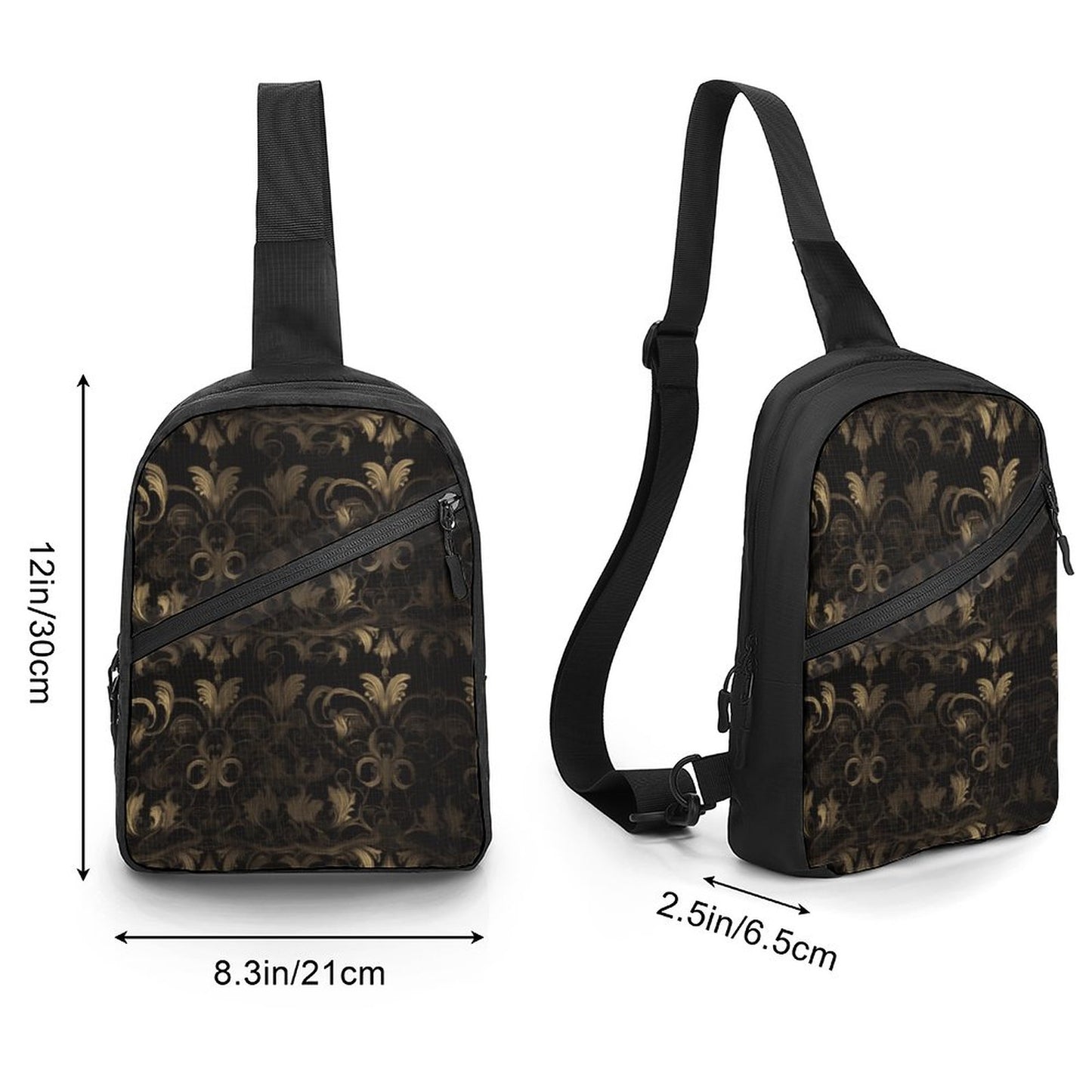 BLACK & GOLD ACCENT Crossbody Sling Bag