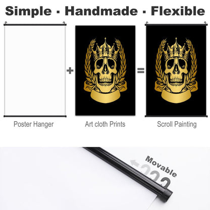 Canvas Hanging Poster with Scrolls-16"x24"/ 40x60cm-GOLD SKULL