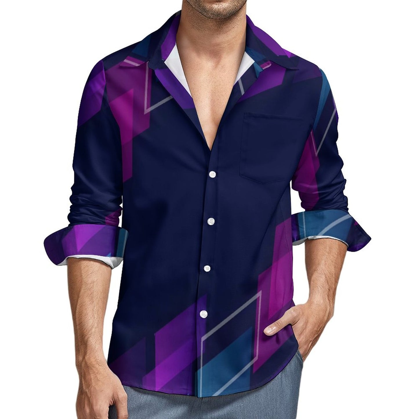 Men's Long Sleeve Shirt with Pocket LS (All-Over Printing)