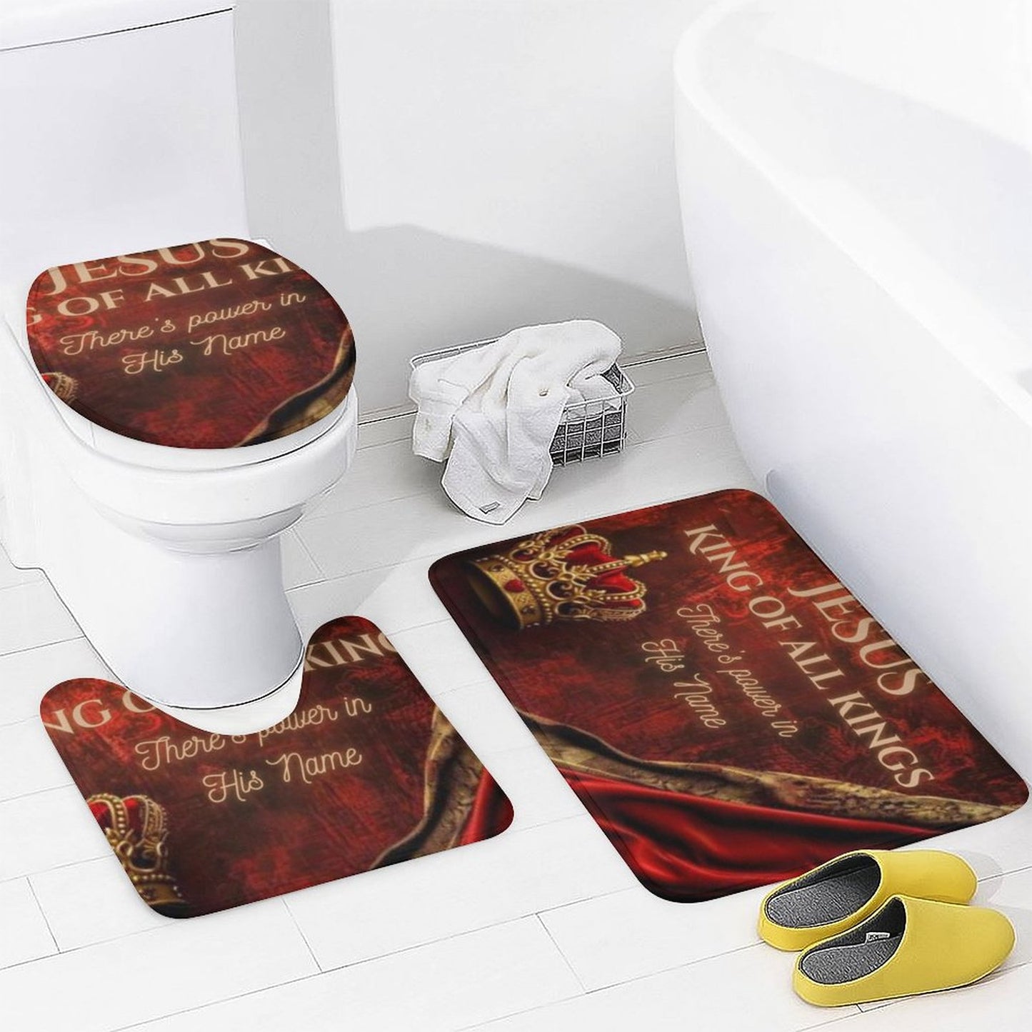 Shower Curtain Set with 3 Rugs