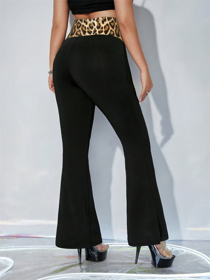 Leopard High Waist Flare Pants-SMALL-XL