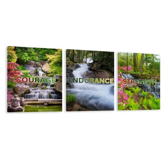 Vertical Multicolor Framed Wall Art-4:5-COURAGE/ENDURANCE/STRENGTH