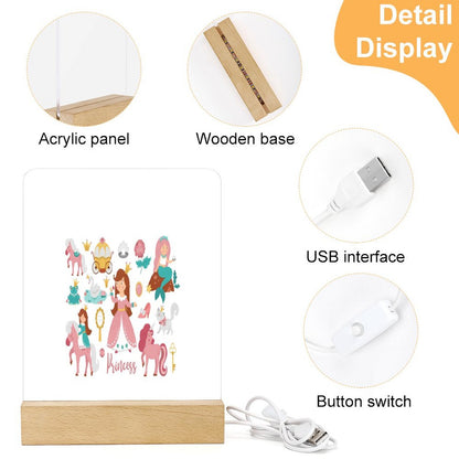 Acrylic Night Light with Wooden Base