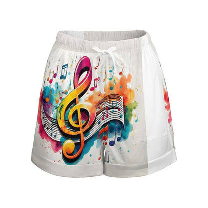 MUSIC GRAFFITI Loose High Waisted Shorts-SMALL-3XL