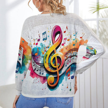 MUSIC GRAFFITI Open Front Cardigan
