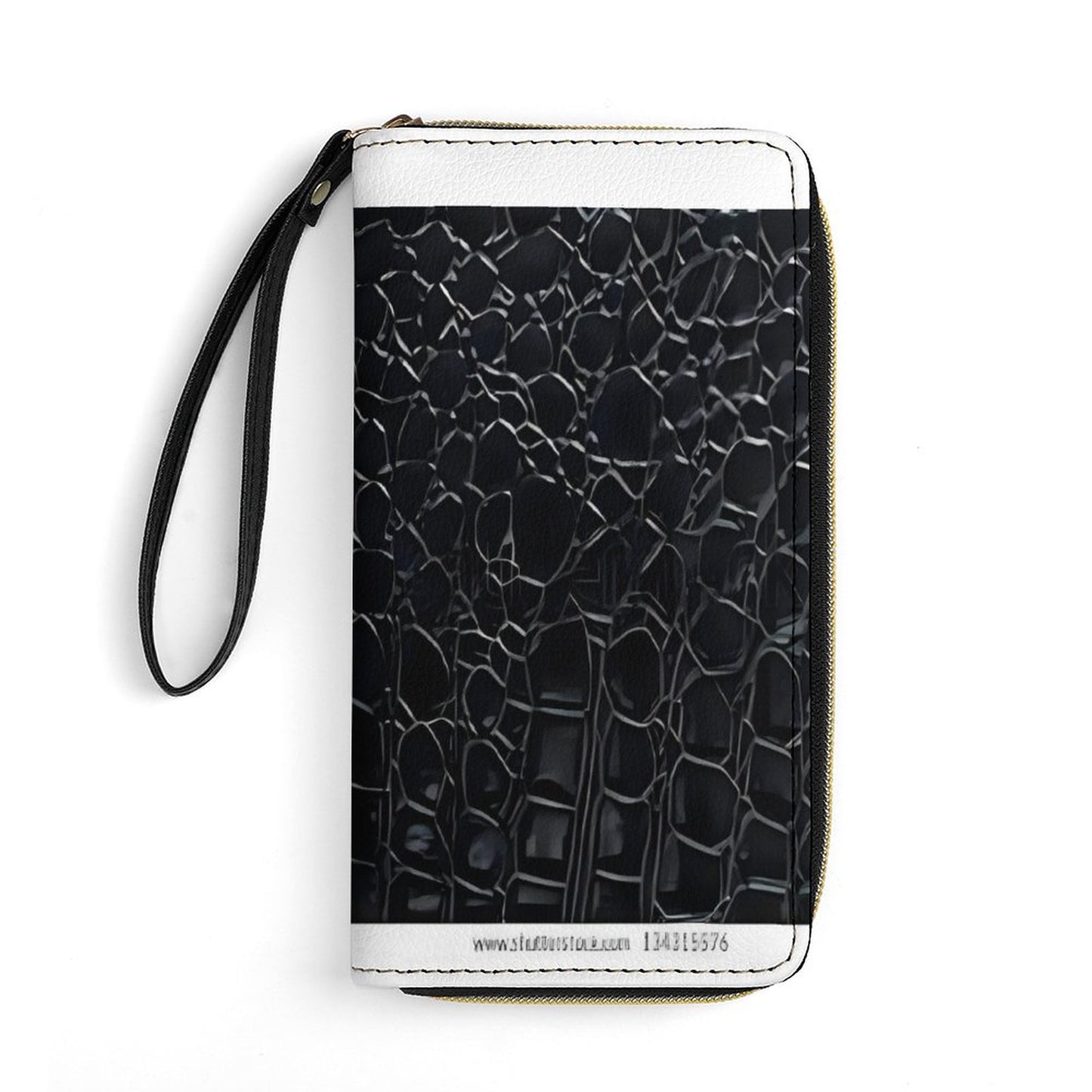 Leather Wallet with Wristlet Strap (2 Pictures on 2 Sides)