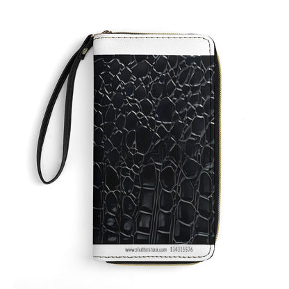 Leather Wallet with Wristlet Strap (2 Pictures on 2 Sides)