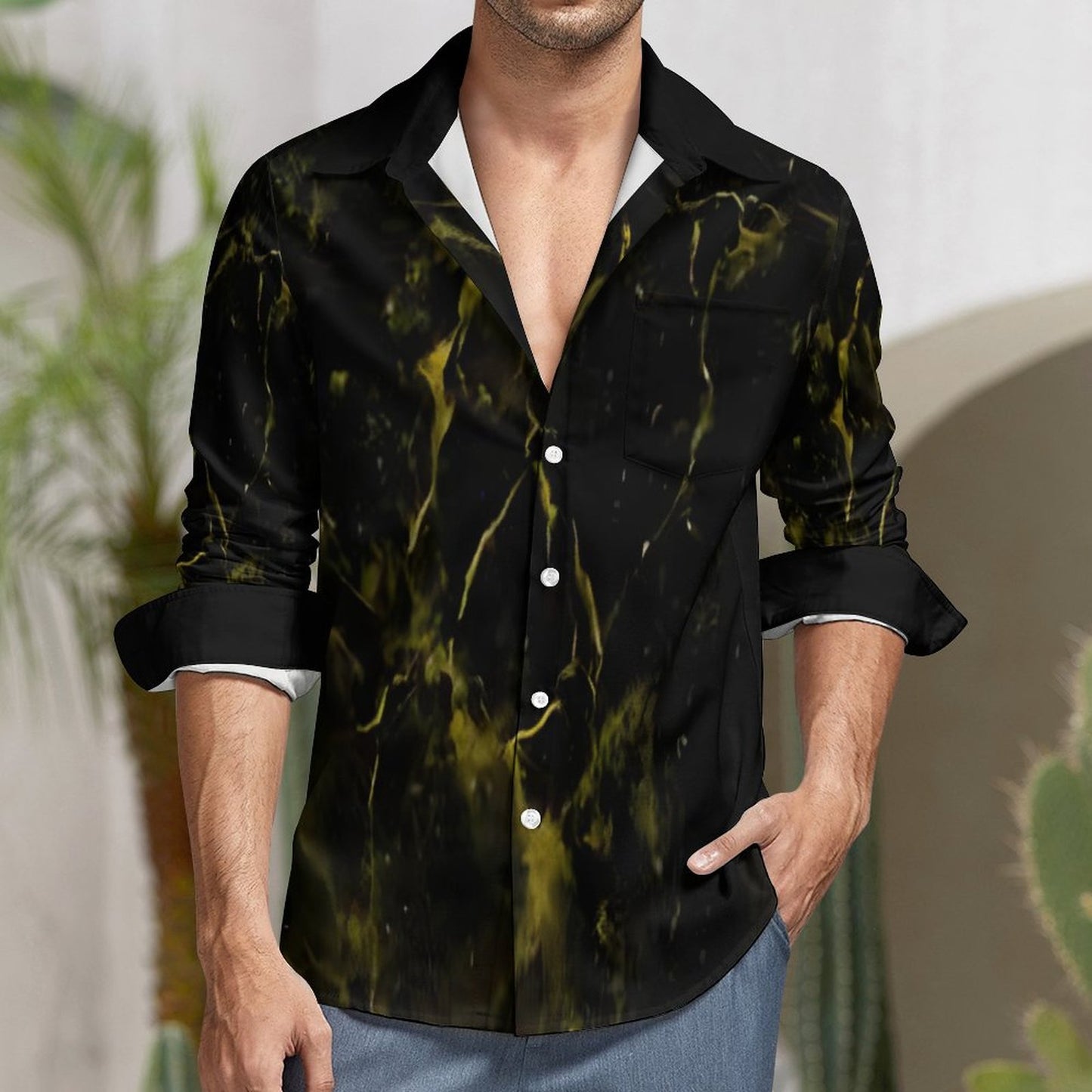 Men's Long Sleeve Shirt with Pocket LS (All-Over Printing)