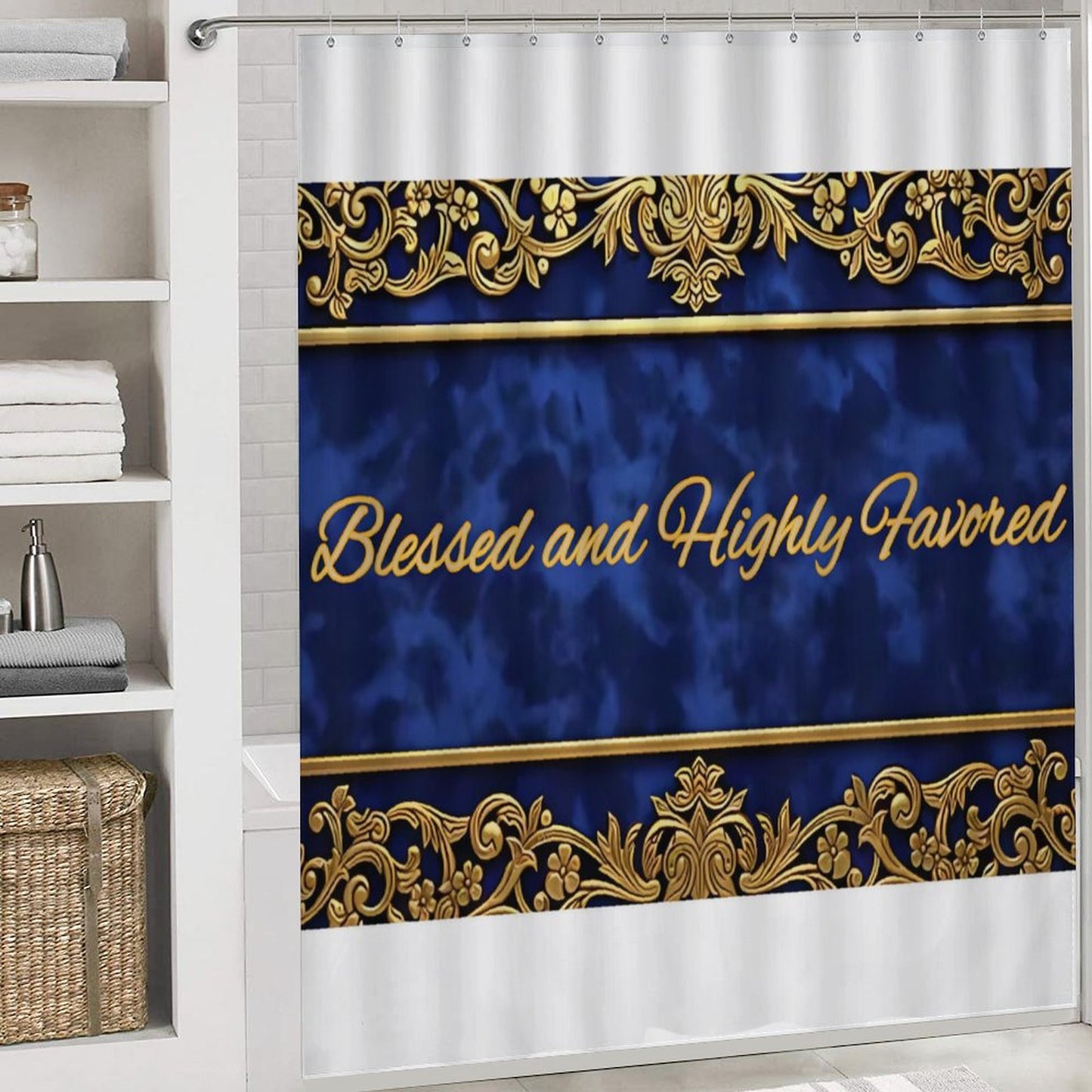Shower Curtain Set with 3 Rugs