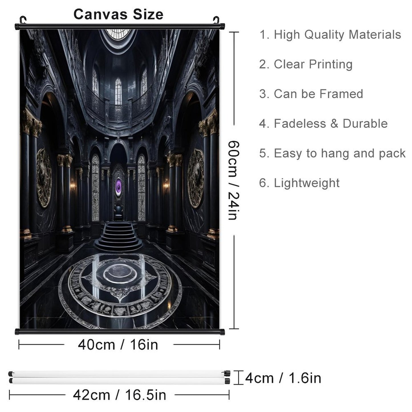 Canvas Hanging Poster with Scrolls-16"x24"/ 40x60cm