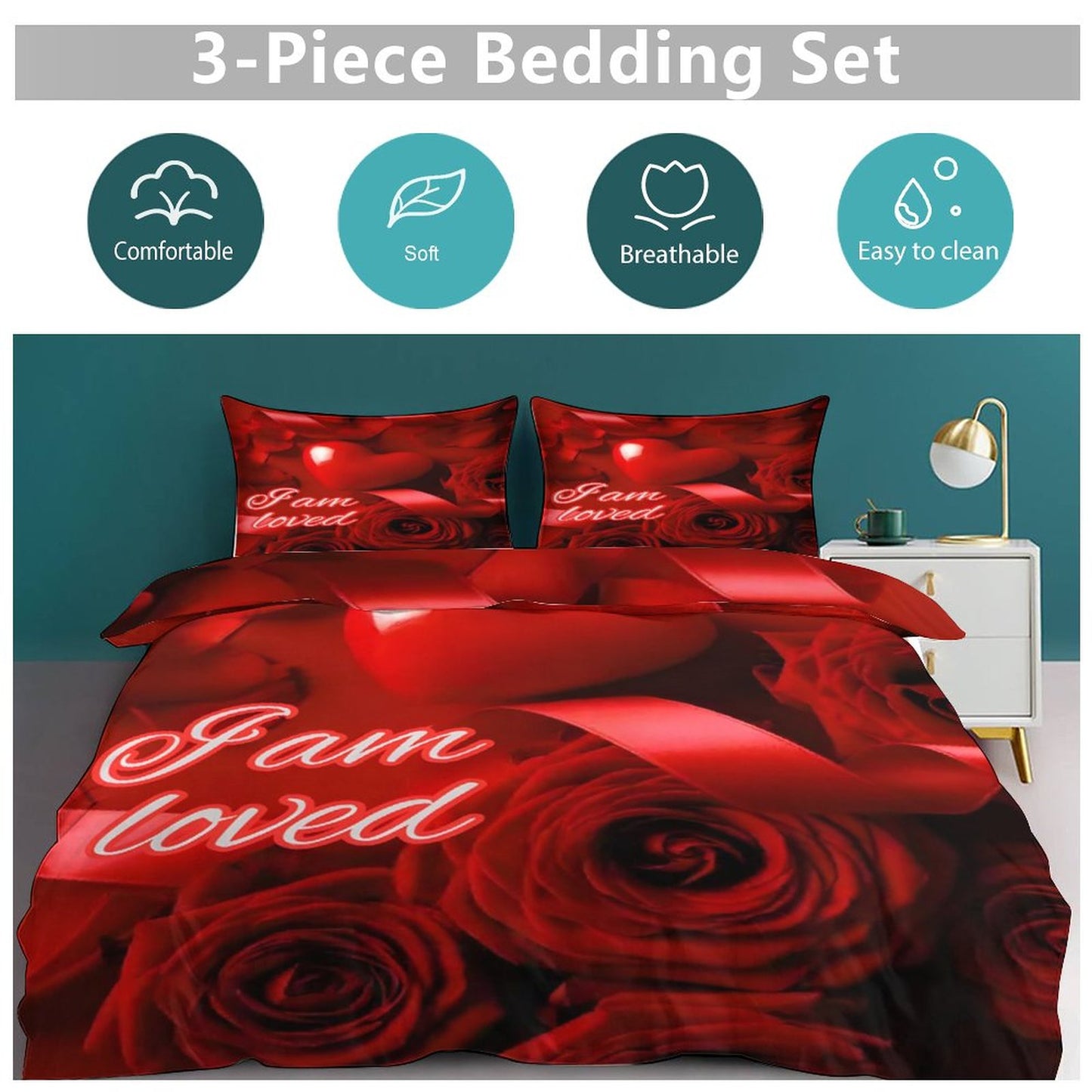 3-Piece Bedding Set-102"x90"/ 259x229cm (Dual-sided Printing)