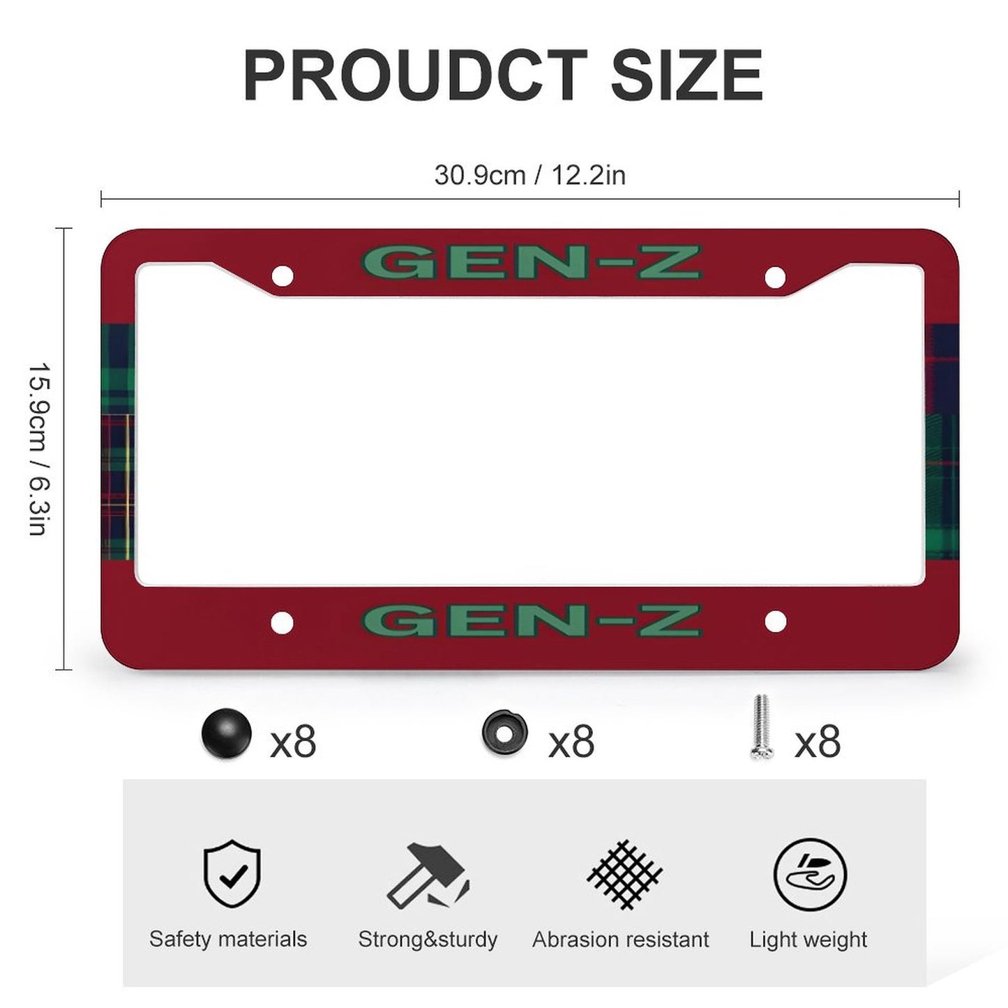 License Plate Frames with 4 Round Holes (1 Pair)