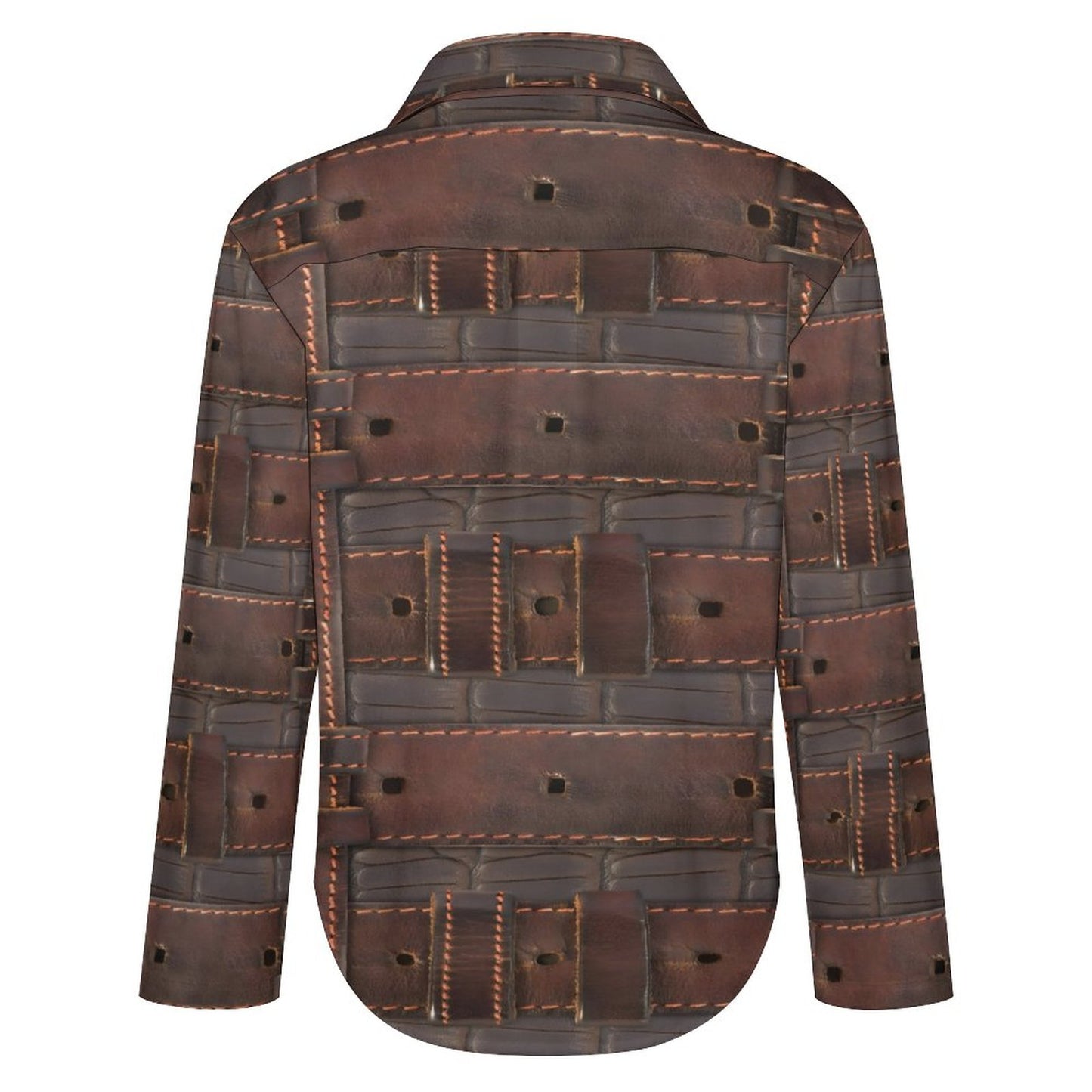 RUGGED LEATHER BUCKLE Print Women's Irregular Hem Shirt-*SMALL-8XL