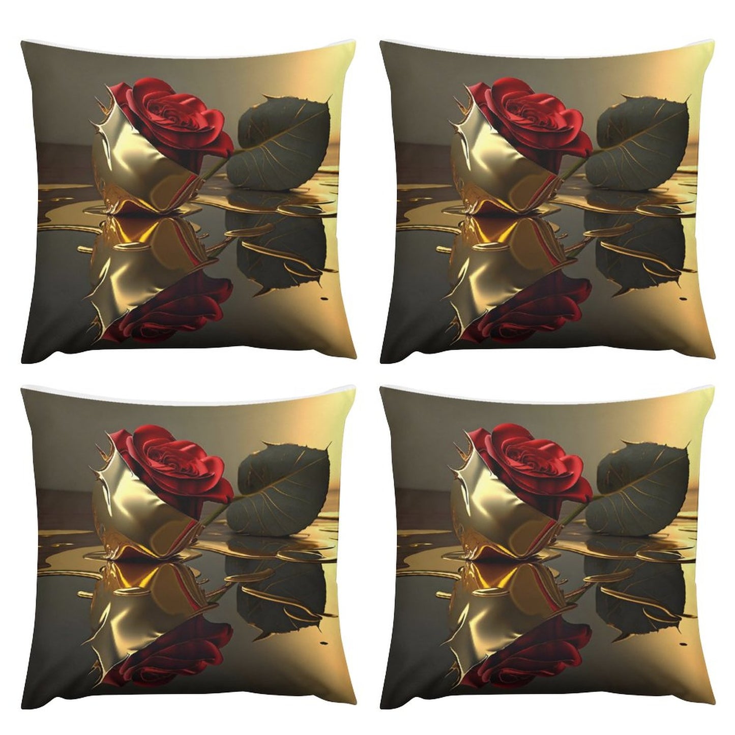 ROSE IN GOLD Plush Pillowcase Set of 4