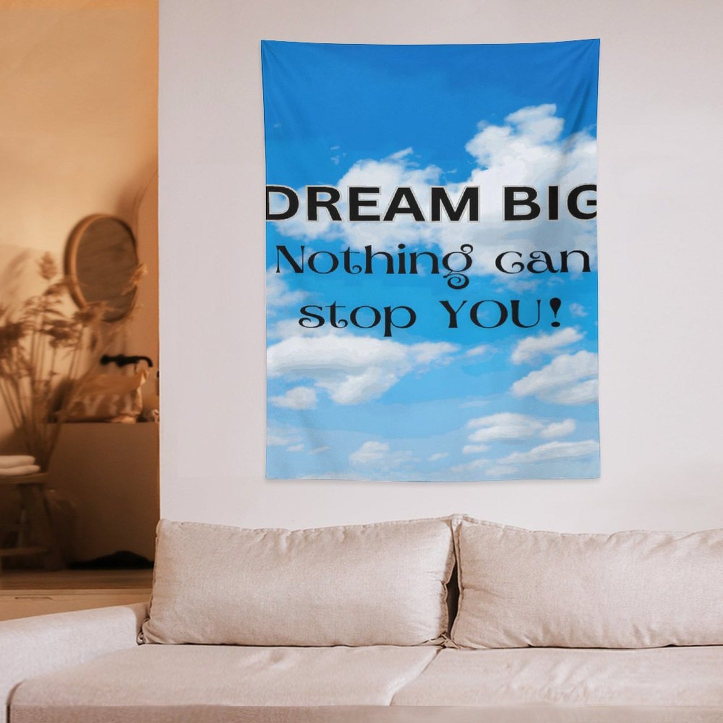 Wall Art with Vertical Tapestry