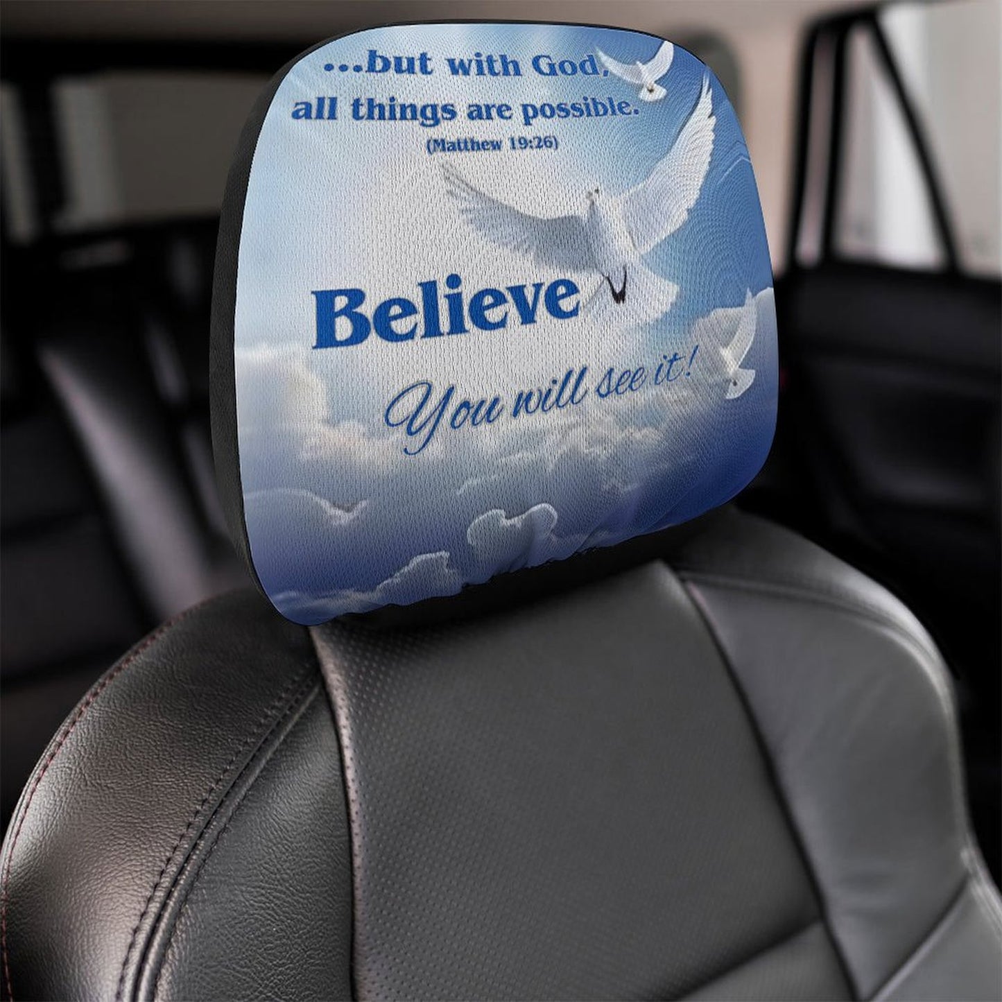 Custom Car Headrest Covers-BELIEVE
