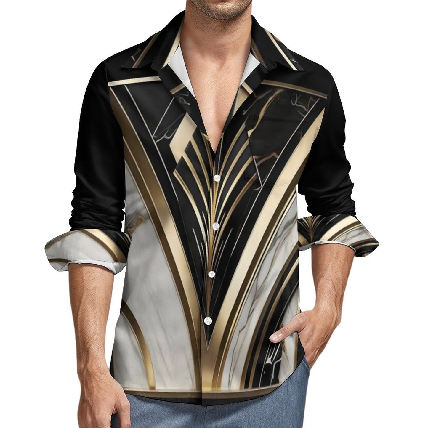 Men's Long Sleeve Shirt with Pocket LS (All-Over Printing)