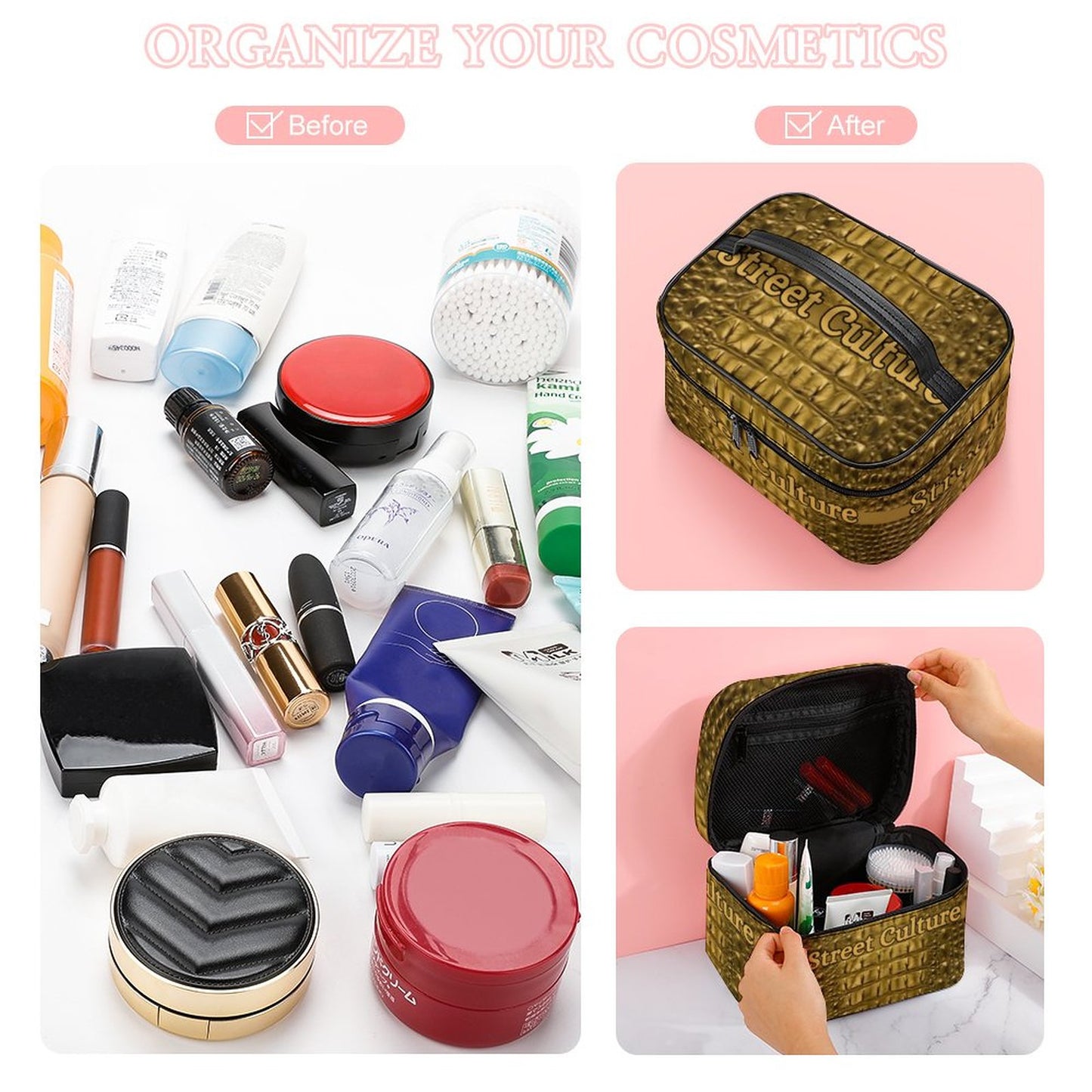 STREET CULTURE Alligator Leather Cosmetic Storage Bag