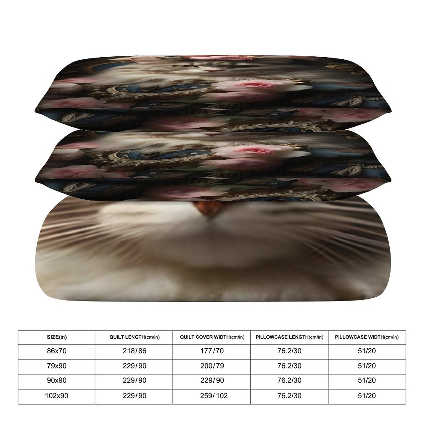 3-Piece Bedding Set-102"x90"/ 259x229cm (Dual-sided Printing)