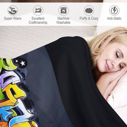 COLORFUL GRAFFITI Plush Flannel Blanket-40"x50"-dual-sided image