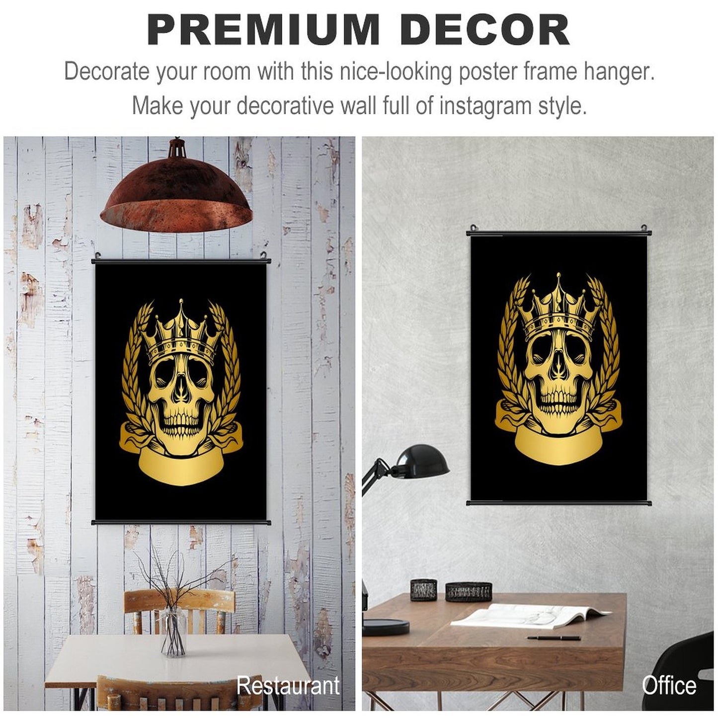 Canvas Hanging Poster with Scrolls-16"x24"/ 40x60cm-GOLD SKULL