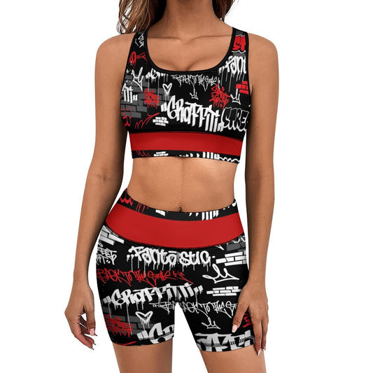 B/R/W GRAFFITI Workout Yoga Set