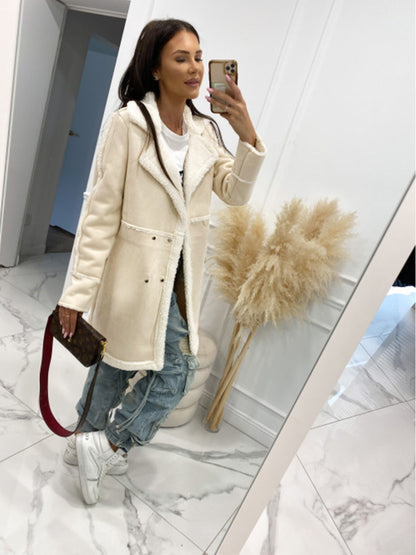 Lapel Collar Exposed Seam Buttoned THICK Coat (camel/black/cream)-S/M/L