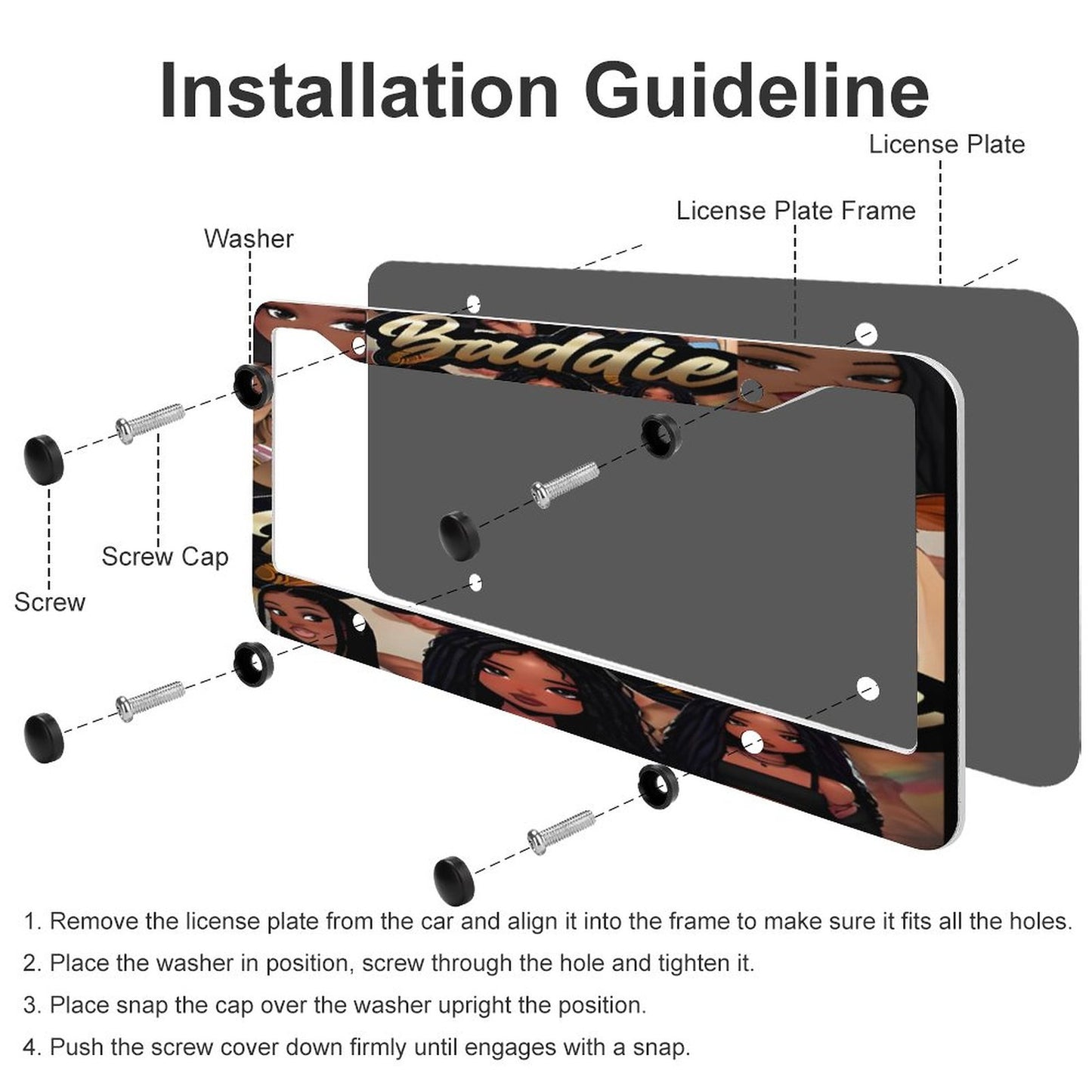 License Plate Frames with 4 Round Holes (1 Pair)