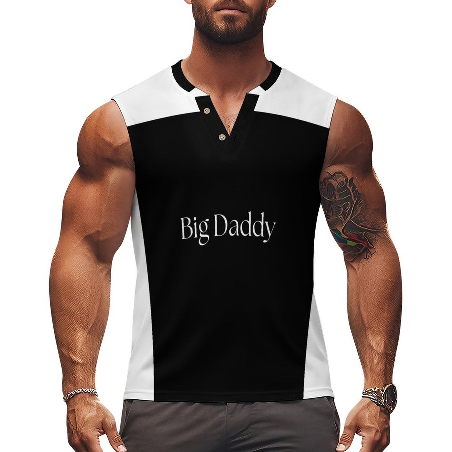 Henley Neck Vest-BIG DADDY*****S-5XL