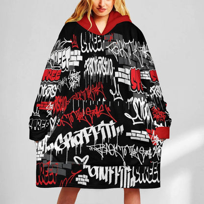 B/R/W GRAFFITI  Blanket Oversized Sweater