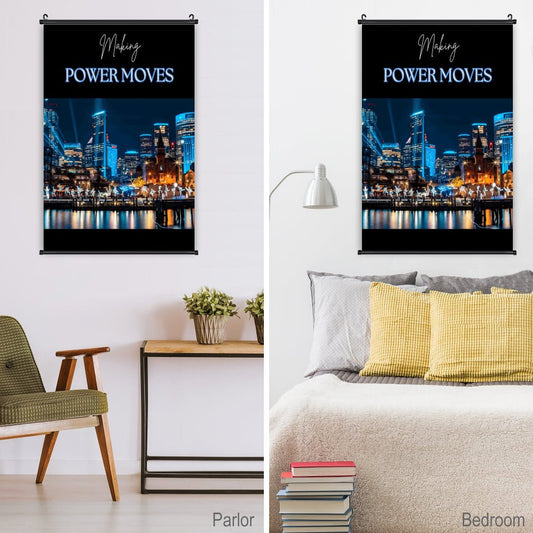Canvas Hanging Poster with Scrolls-16"x24"/ 40x60cm-MAKING POWER MOVES