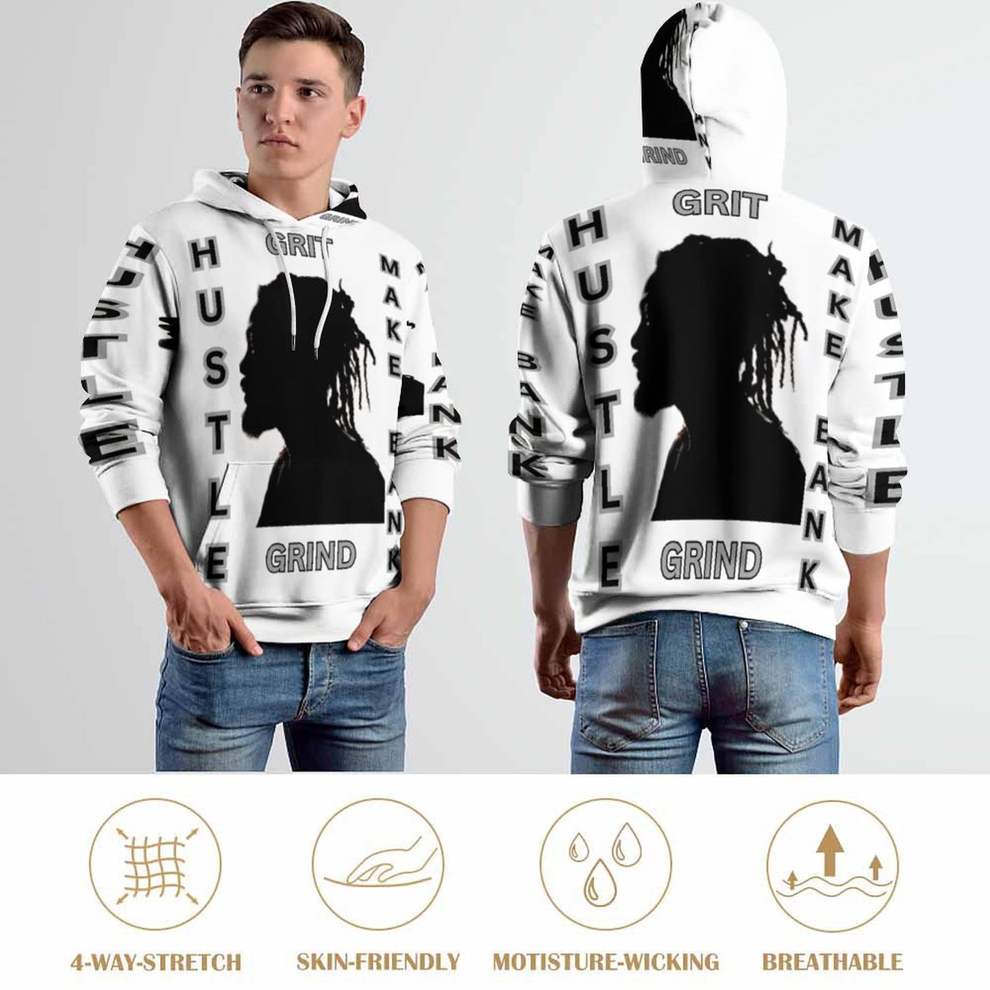 230gsm Men's Cool Hoodie with Double-layer Cap (All-Over Printing)