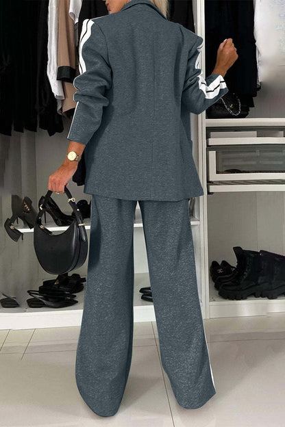 Pant Suit Set (light grey/royal blue/black/white/french blue/mauve/green)-SMALL-3XL