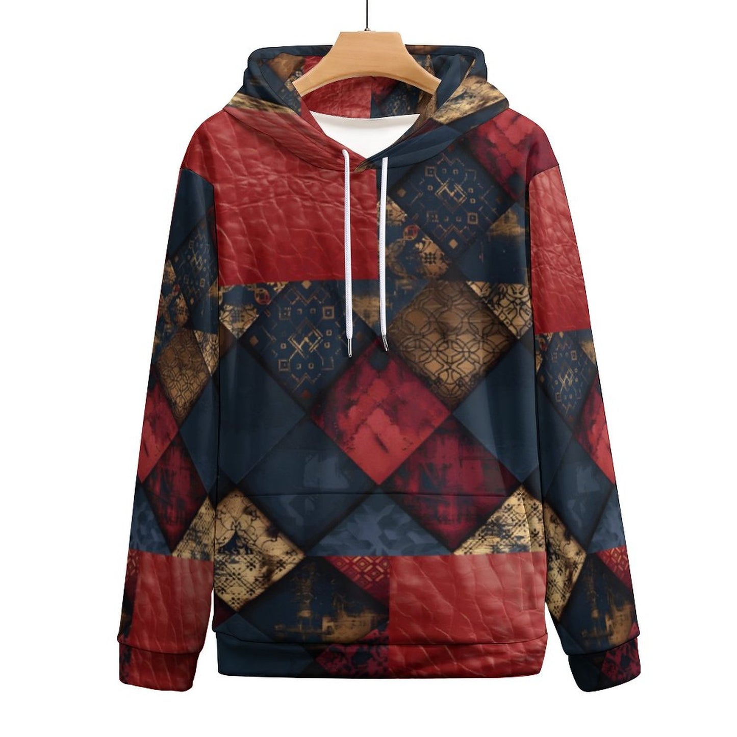TRIANGLES & LEATHER Men's Hoodie with Double-layer Cap-SMALL-6XL