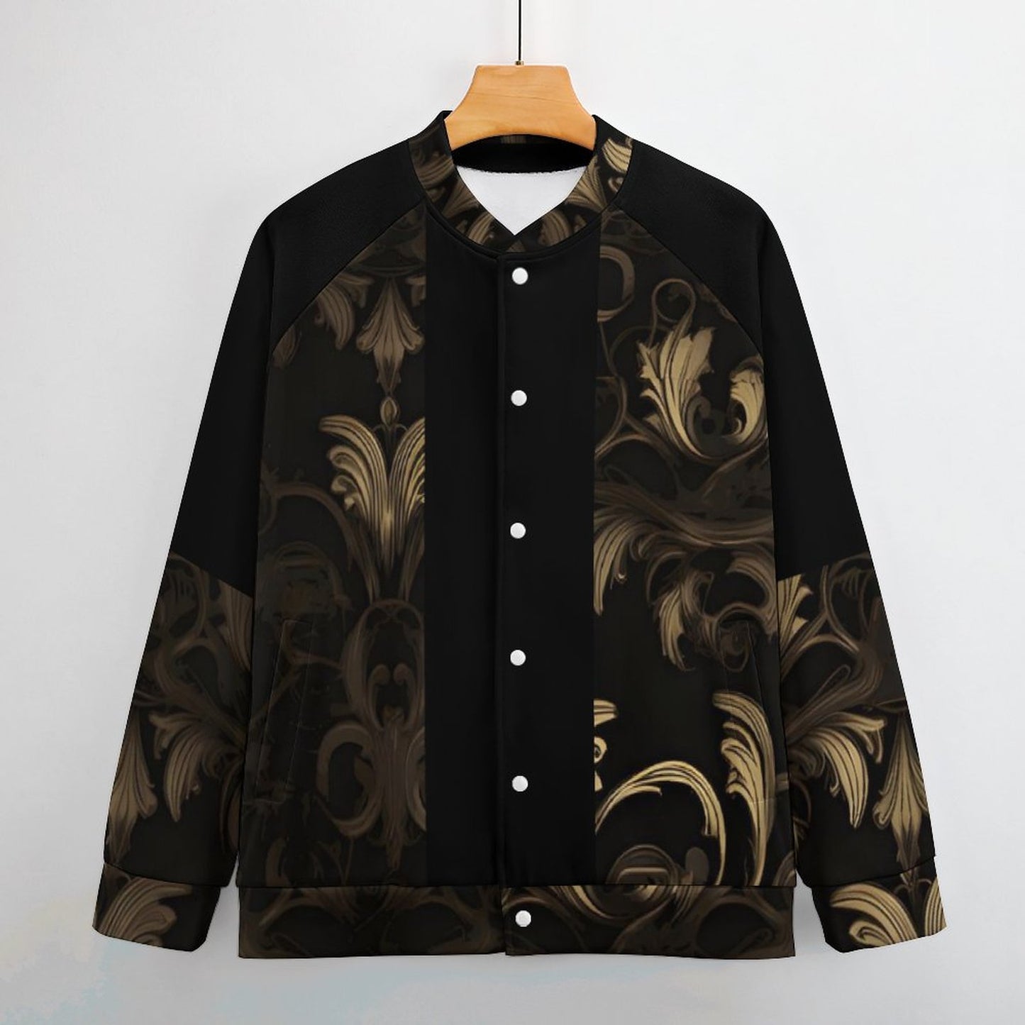 BLACK & GOLD ACCENT Baseball Jacket-2XS-6XL
