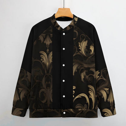 BLACK & GOLD ACCENT Baseball Jacket-2XS-6XL