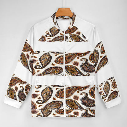 ORANGE PAISLEY Raglan Zipper Jacket-SMALL-5XL