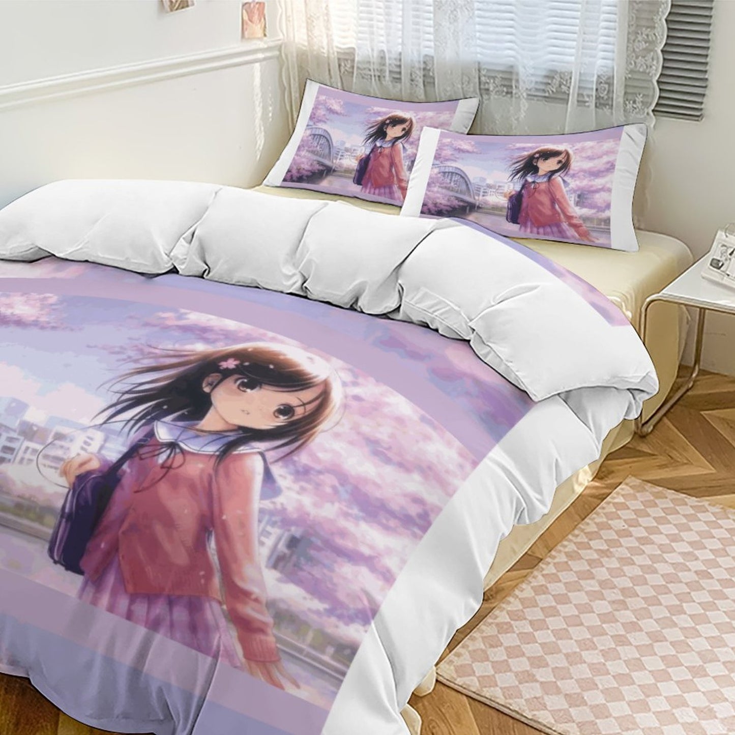 3-Piece Bedding Set-86"×70"/ 218×177cm (Dual-sidede Printing)