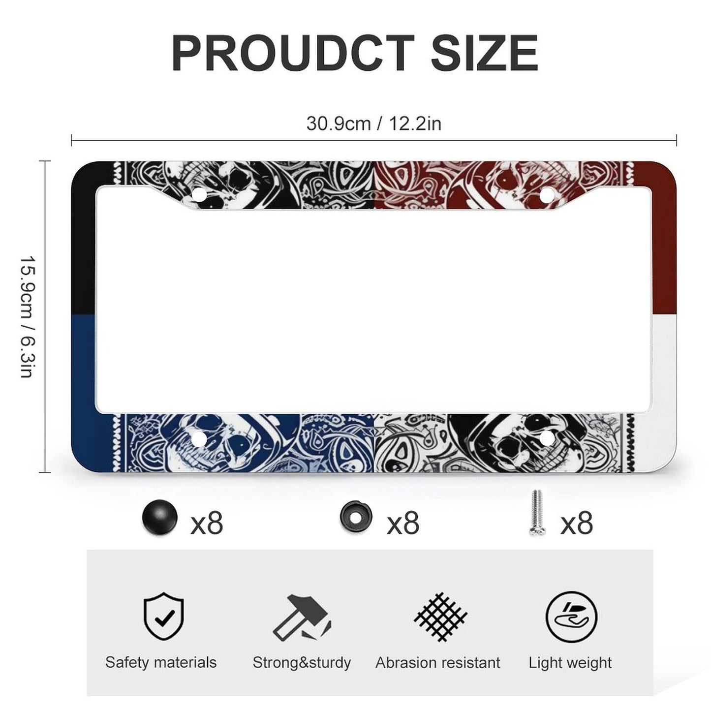License Plate Frames with 4 Round Holes (1 Pair)