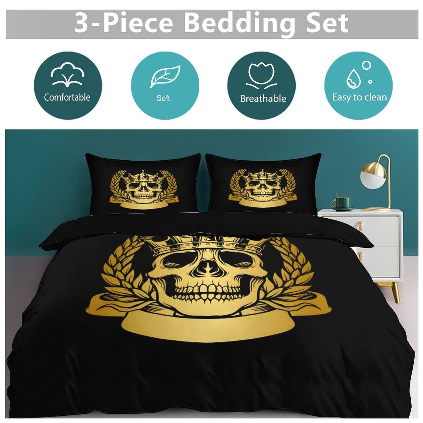 3-Piece Bedding Set-102"x90"/ 259x229cm (Dual-sided Printing)