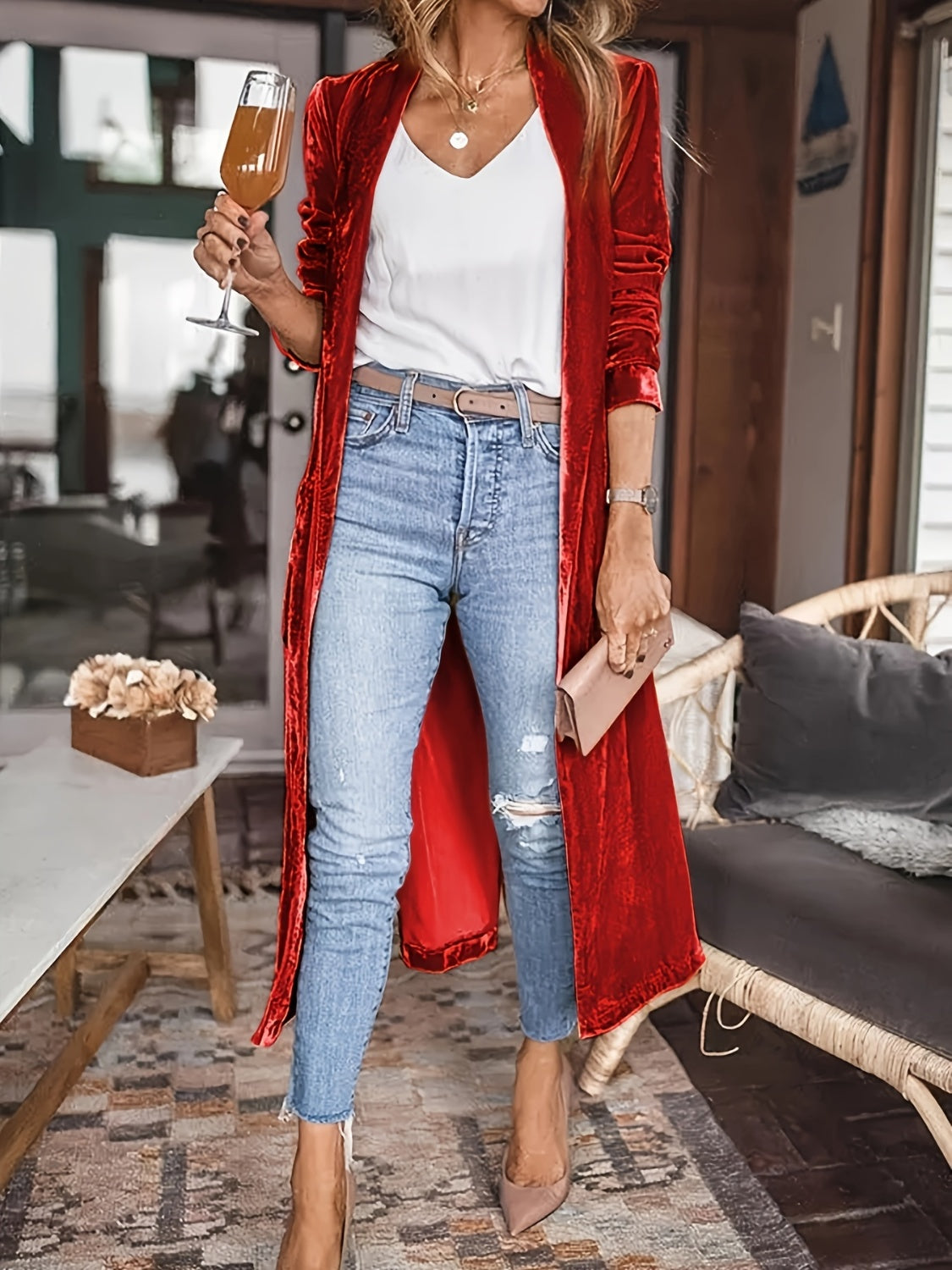 Velvety Open Front Long Sleeve Coat (many colors)-SMALL-2XL