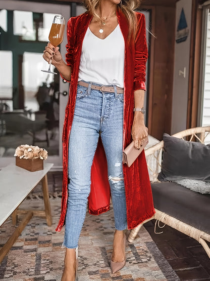 Velvety Open Front Long Sleeve Coat (many colors)-SMALL-2XL